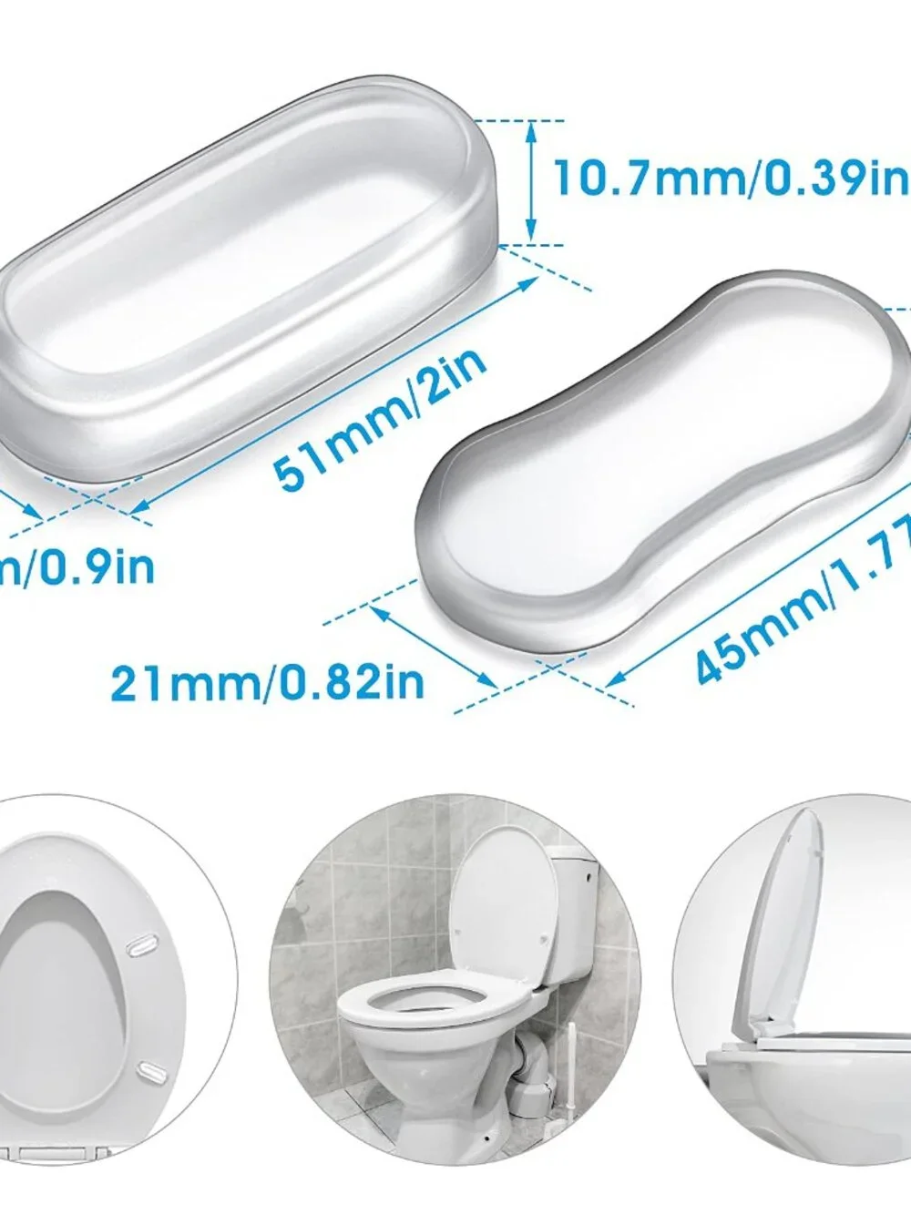 20 Pieces Universal Toilet Seat Bumpers, Silicone Rubber Lid Bumper Kit for Bide